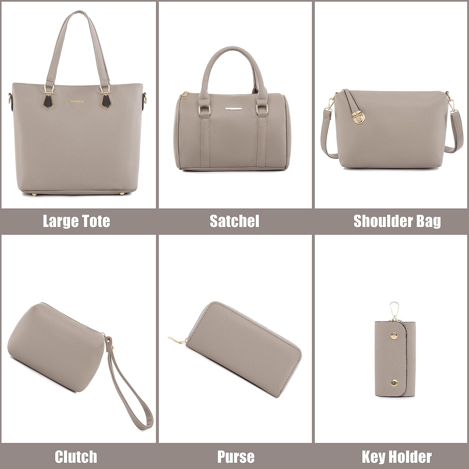 OTMIPIML Purses and Handbags for Women Synthetic Leather Tote Crossbody Bags Satchel Purses Set 6pcs | Set, 6pcs, Set, 6pcs