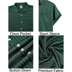 Hardaddy Men'S Casual Striped Shirts Button Down Short Sleeve Blouse Summer Hawaiian Shirt