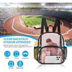 Busiuw Clear Backpack for Stadium Events Clear Backpack 12x12x6 with Front Pocket for Concert Sport Fashion Women Backpack Events Work Travel