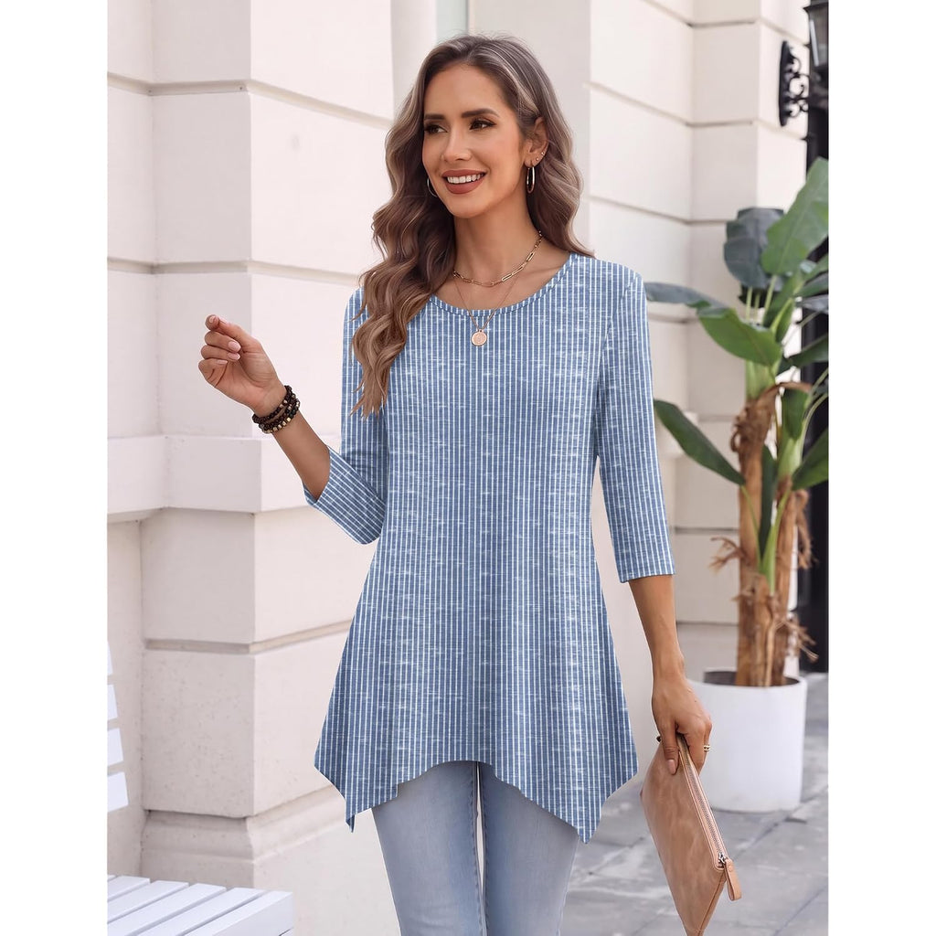 Zeagoo 3/4 Sleeve Womens Tops Dressy Casual Tunics to Wear with Leggings Loose Fit Cute Blouses 2026 Trendy