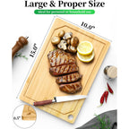 Kitsure Bamboo Cutting Board For Chopping & Serving, Large, Natural | Multi-Sizes Wooden Cutting Boards For Kitchen, Convenient Kitchen Essentials With Deep Juice Grooves
