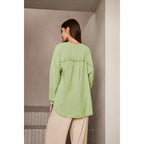 Dokotoo Womens Casual Button V Neck Long Sleeve Shirts Oversized Solid Blouses Tops