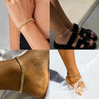 Foxgirl Gold Ankle Bracelets for Women 14K Gold Plated/Silver Anklets for Women Waterproof Minimalist Cuban Link Anklets Set Dainty Layered Ankle Bracelets Anklets for Women Gold Anklet Jewelry Gifts