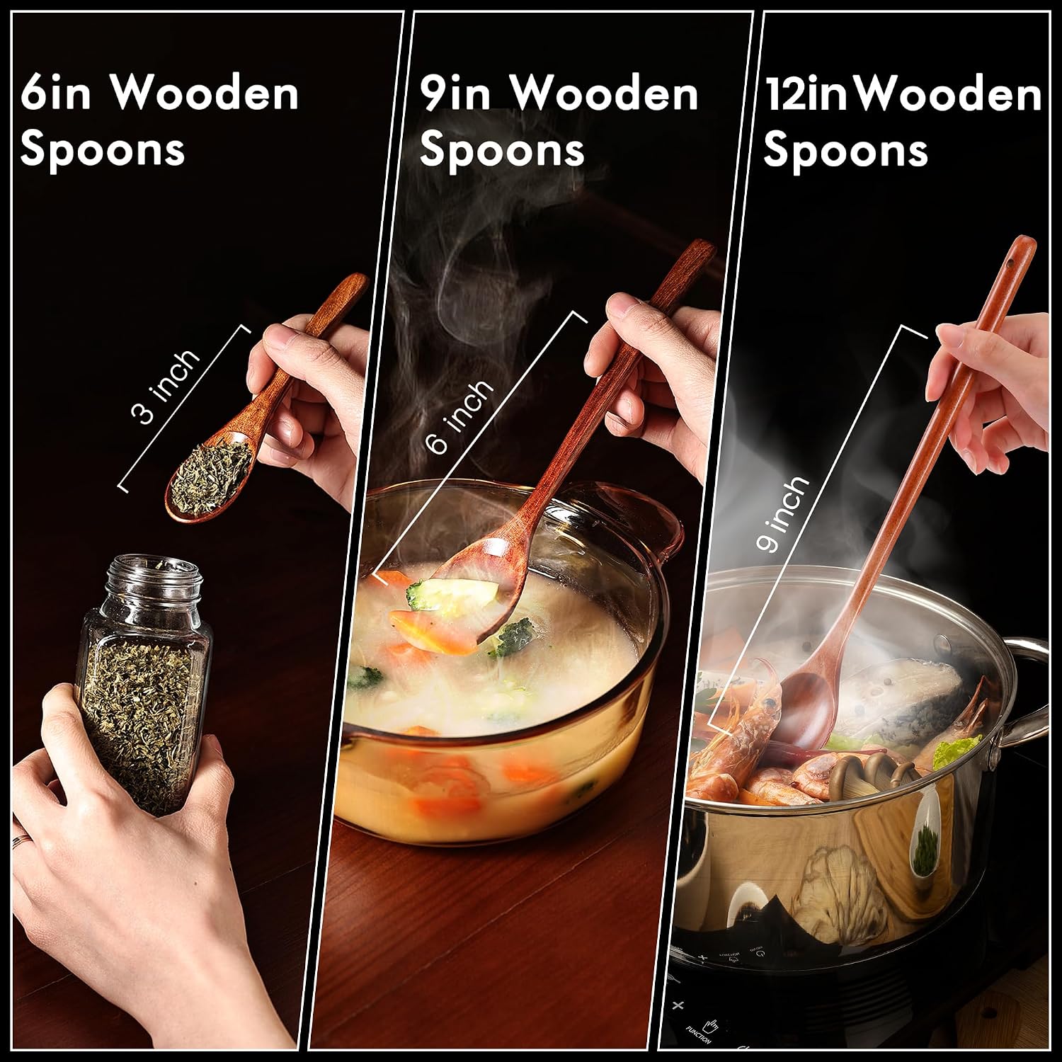 6Pcs 6In Wooden Spoons, Soup Spoons Set, Small Wooden Utensils | For Coffee, Tea, Jam, Sugar, Ice Cream And Bath Salts (6Pcs 6In)