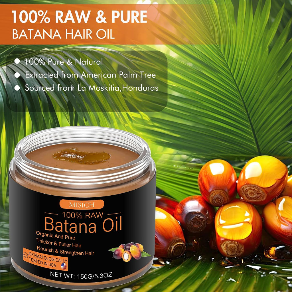 Raw Batana Oil For Hair Growth, 100% Natural Pure Botana Oil Paste From Honduras, Unrefined Organic Batana Hair Mask For Prevent Hair-Loss, Enhances Thickness For Men & Women 5.3 Oz