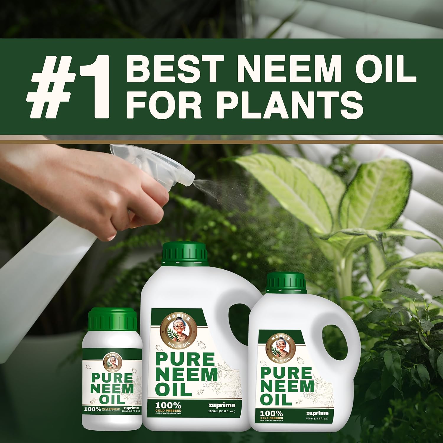Nani'S Pure Neem Oil For Plants Concentrate - Dilute For Use As Organic Neem Oil Spray For Plants, Outdoor & Indoor Use - 100% Cold Pressed - Horticultural Enhanced Plant Health & Shine Need (8.5 Oz)