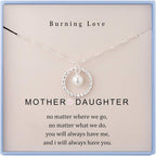 Burning Love Mother Daughter Necklace Gifts for Mom from Daughter Sterling Silver Circle Necklace for Women Christmas Holiday Jewelry