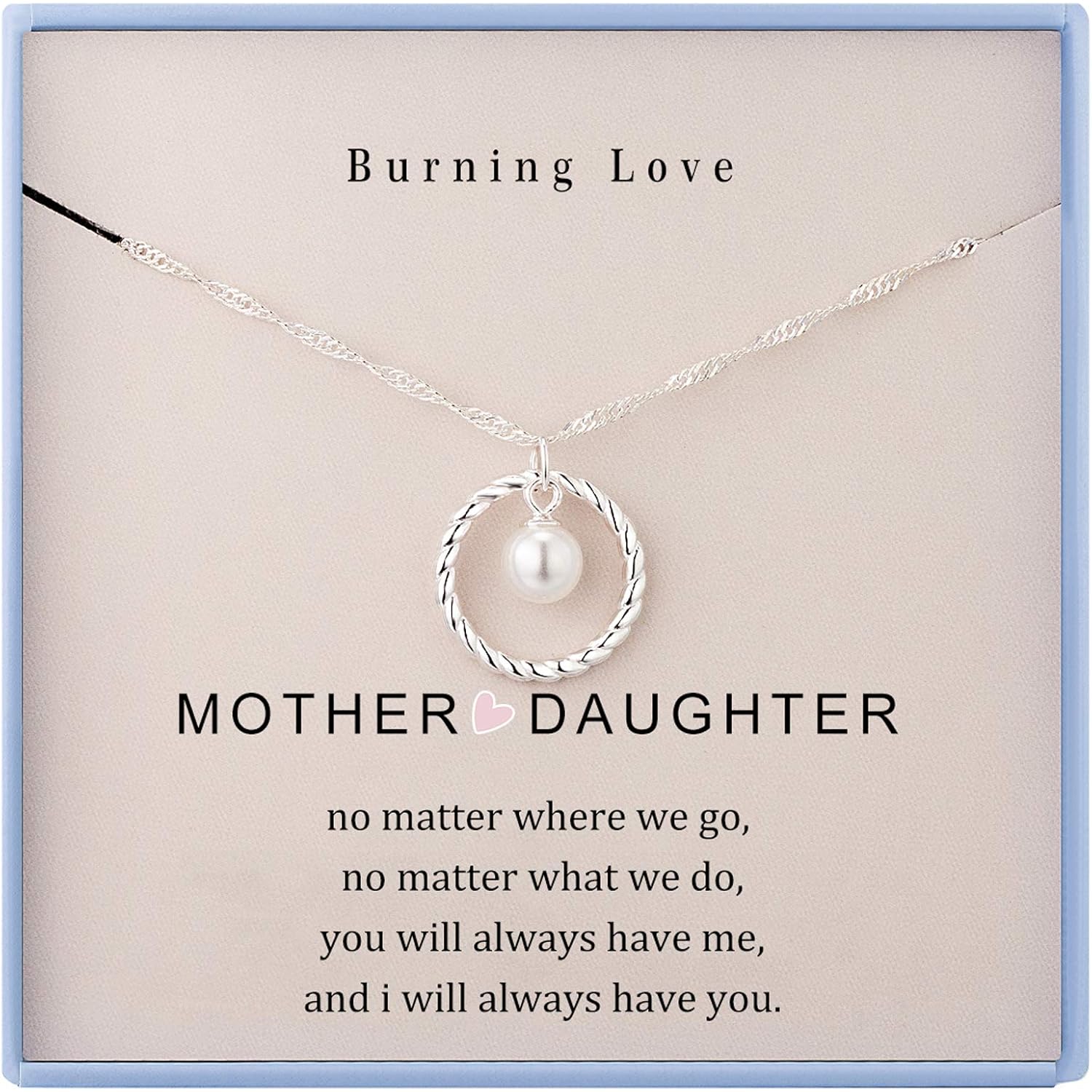 Burning Love Mother Daughter Necklace Gifts for Mom from Daughter Sterling Silver Circle Necklace for Women Christmas Holiday Jewelry