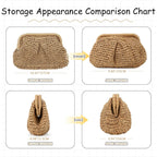 Emprier Straw Clutch Purses for Women Cloud Dumpling Pouch Straw Crossbody Shoulder Handbag Summer Beach Woven Bag