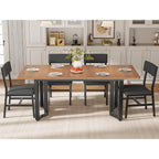 Itaar 5-Piece Dining Table Set For 4-6 People, 63" Extendable Kitchen Table And 4 Cushion Chairs, Dining Room Table With Mdf Board & Metal Frame For Small Space, Easy Clean, Brown