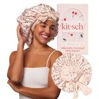 Kitsch XL Satin Bonnet for Sleeping - Softer Than Silk Bonnet For Sleeping Women - Secure Fit, Adjustable, Night Cap For Curly & Textured Hair - Prevents Breakage, Tangles & Thinning - Cherry Print