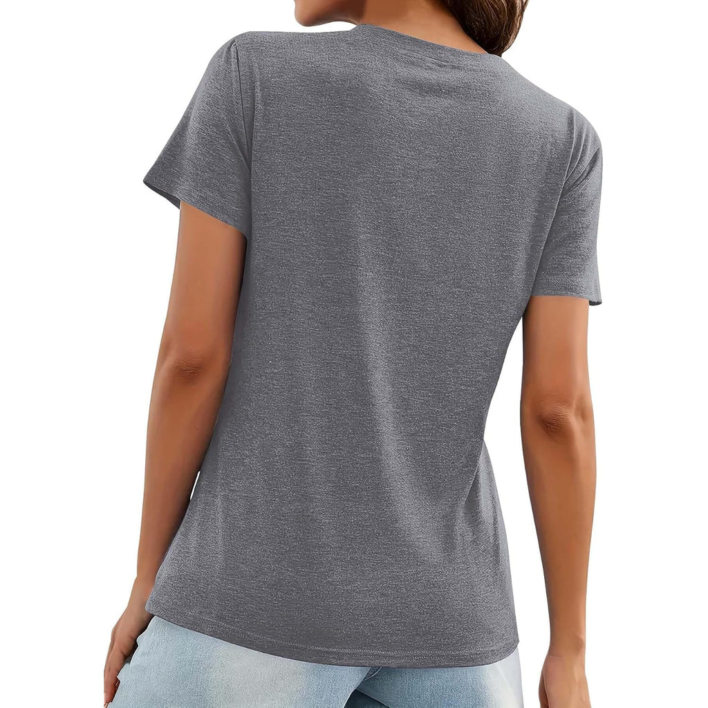 Womens Vintage Flowers V Neck Shirt Boho Floral Wildflowers Graphic Tee Casual Short Sleeve T Shirt