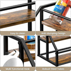 Coffee Syrup Rack Organizer, Syrup Bottle Holder Stand For Coffee Bar, 2-Tier 8 Bottles Storage Shelves For Syrup, Wine, Dressing For Kitchen Countertop, Rustic Brown & Black