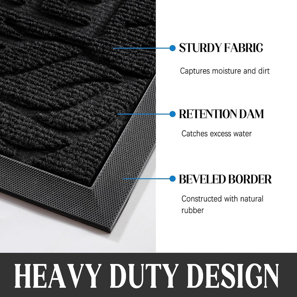 Yimobra Welcome Mat Outdoor 29.5X17, Waterproof Non-Slip Outdoor Mats For Front Door Outside Entrance, Low-Profile Entryway Mat Indoor For Garage Patio, Black