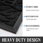 Yimobra Welcome Mat Outdoor 29.5X17, Waterproof Non-Slip Outdoor Mats For Front Door Outside Entrance, Low-Profile Entryway Mat Indoor For Garage Patio, Black
