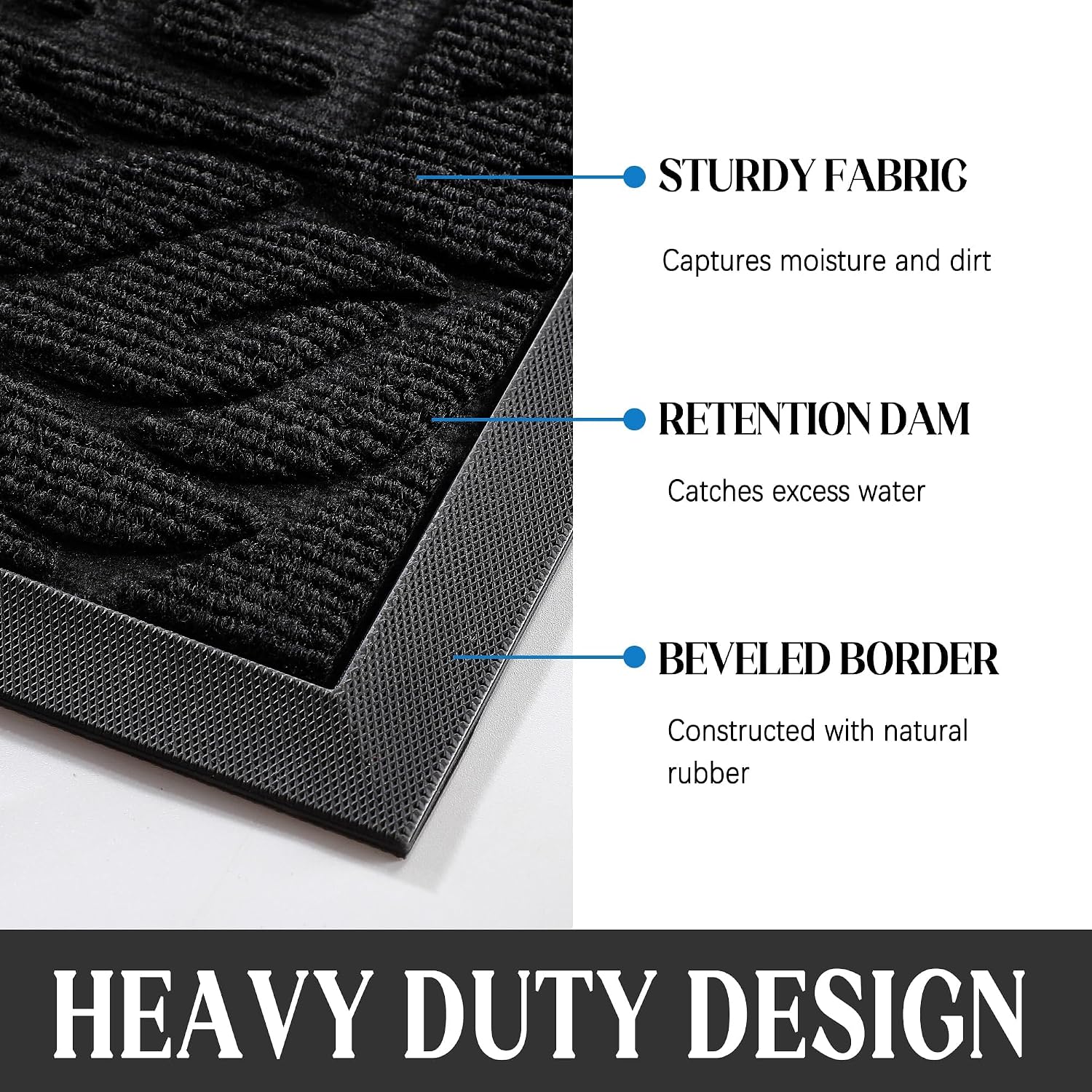 Yimobra Welcome Mat Outdoor 29.5X17, Waterproof Non-Slip Outdoor Mats For Front Door Outside Entrance, Low-Profile Entryway Mat Indoor For Garage Patio, Black