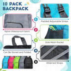 Jexine 10 Pcs Backpacks In Bulk 16.5 Inches Back Pack Basic Backpack For Adult Lightweight Outdoor Travel Book Bags(Multicolor)