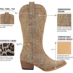 Hisea Rollda Cowboy Boots For Women, Cowgirl Boots, Comfortable Western Boots With Pointed Toe Stitched Embroidery For Country Concert Dancing Wedding Traveling Daily Outfits