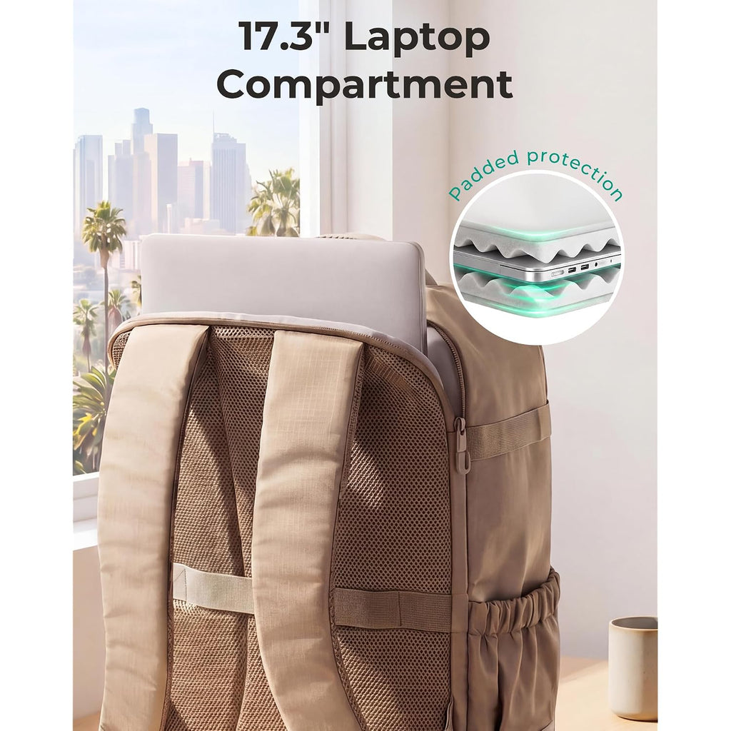 Bagsmart 35L Travel Backpack For Women & Men Fits 17-Inch Laptop, Airline Approved Carry On Backpack With Wet Pocket & Shoe Pouch, Water-Resistant Personal Item Travel Bag, Black