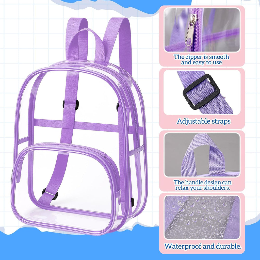 Clear Backpack Bulk Waterproof Transparent Colorful Bookbag Donation Supply Kits For Women Men(12 Inch,50 Pcs)