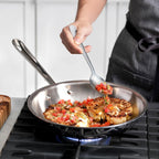 All-Clad D3® Stainless Steel 12 Inch Frying Pan With Lid- Made In The Usa- The Original Bonded Professional Cookware- Oven Safe & Induction Compatible
