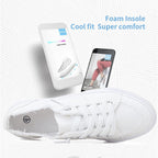 Obtaom Women'S Play Fashion Sneaker White Color Washed And Leopard Canvas Slip On Shoes
