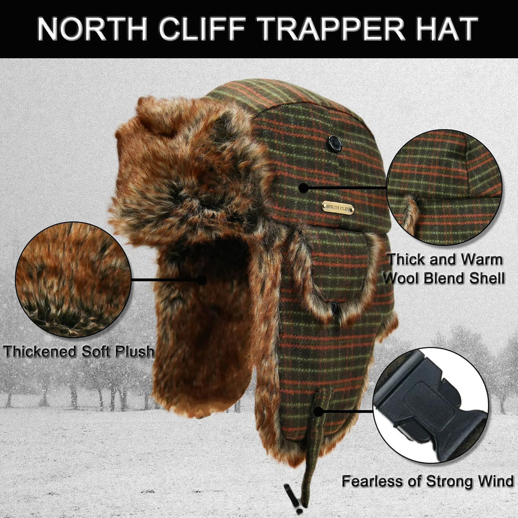 Unisex Winter Trapper Hat Cold Proof Keep Warm Hat with Ear Flaps
