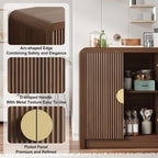Decofy 55" Fluted Buffet Sideboard Cabinet, Modern Mid Century Console Cabinet With Adjustable Shelves & Wavy Grain Doors For Kitchen Cabinet Storage,Living Room,Entryway,Coffee Bar Cabinet (Walnut)