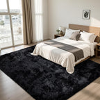 8x10 Area Rug for Living Room:Ultra Soft Fluffy Shag Black Rugs,Large Fuzzy Plush Indoor Non Slip Carpet Washable Rug for Bedroom Kids Nursery Office Dorm Modern Decor(Black)