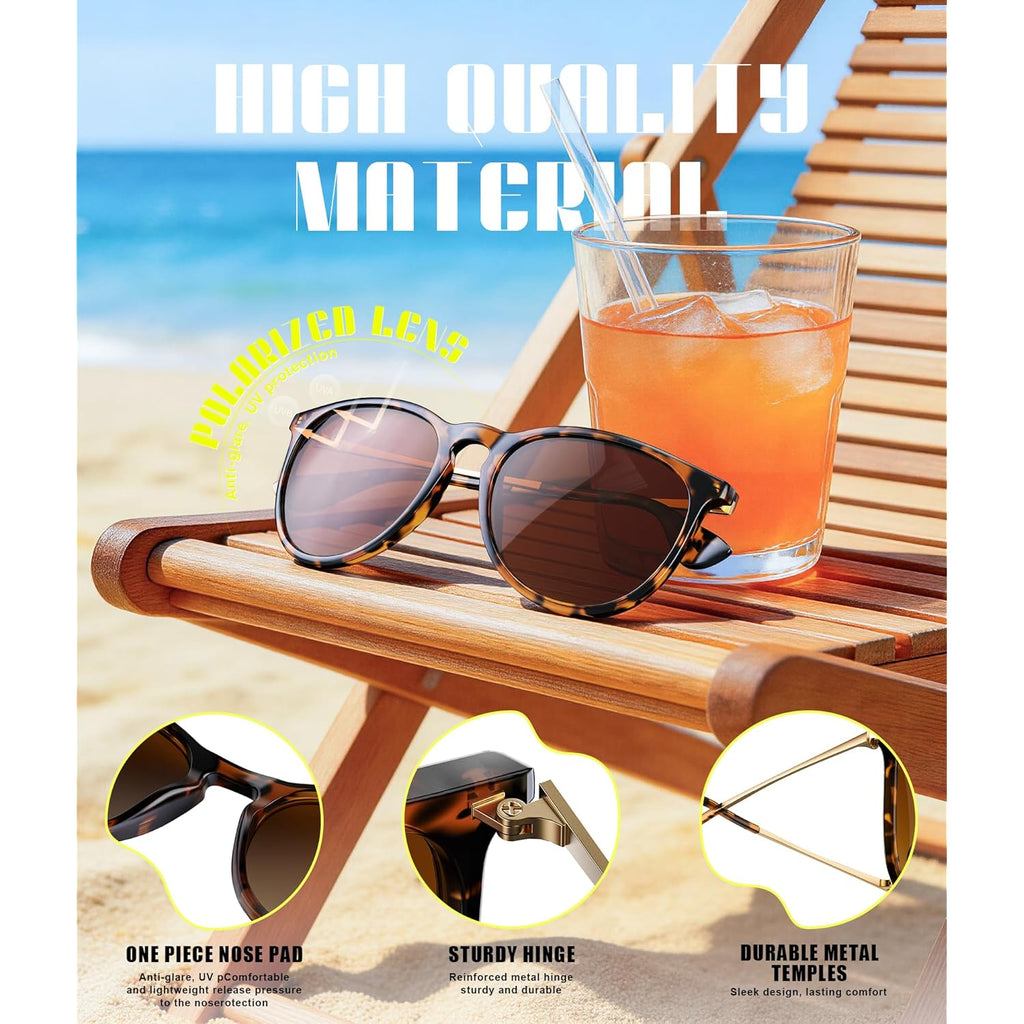 Sunglasses Womens Polarized Sunglasses-Women: Retro Round Sun Glasses with UV400 Protecion Trendy 3 Pack