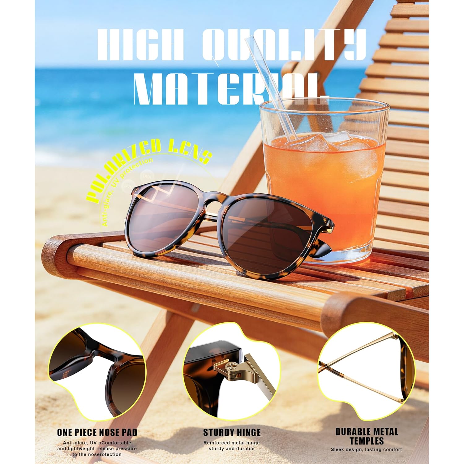 Sunglasses Womens Polarized Sunglasses-Women: Retro Round Sun Glasses with UV400 Protecion Trendy 3 Pack