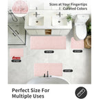 ILANGO Pink Bathroom Rugs 24" × 17" Non Slip & Super Absorbent Extra Thick Soft, Washable Bath Mat for Floor, Non Shedding Microfiber Plush Holiday Bath Rug with Rubber for Shower Sink