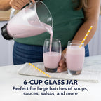 Oster Pro 1200 Smoothie Blender With Glass Jar & 24Oz To-Go Cup, Countertop Kitchen Blender With 7 Speeds, 1200W Power, Brushed Nickel