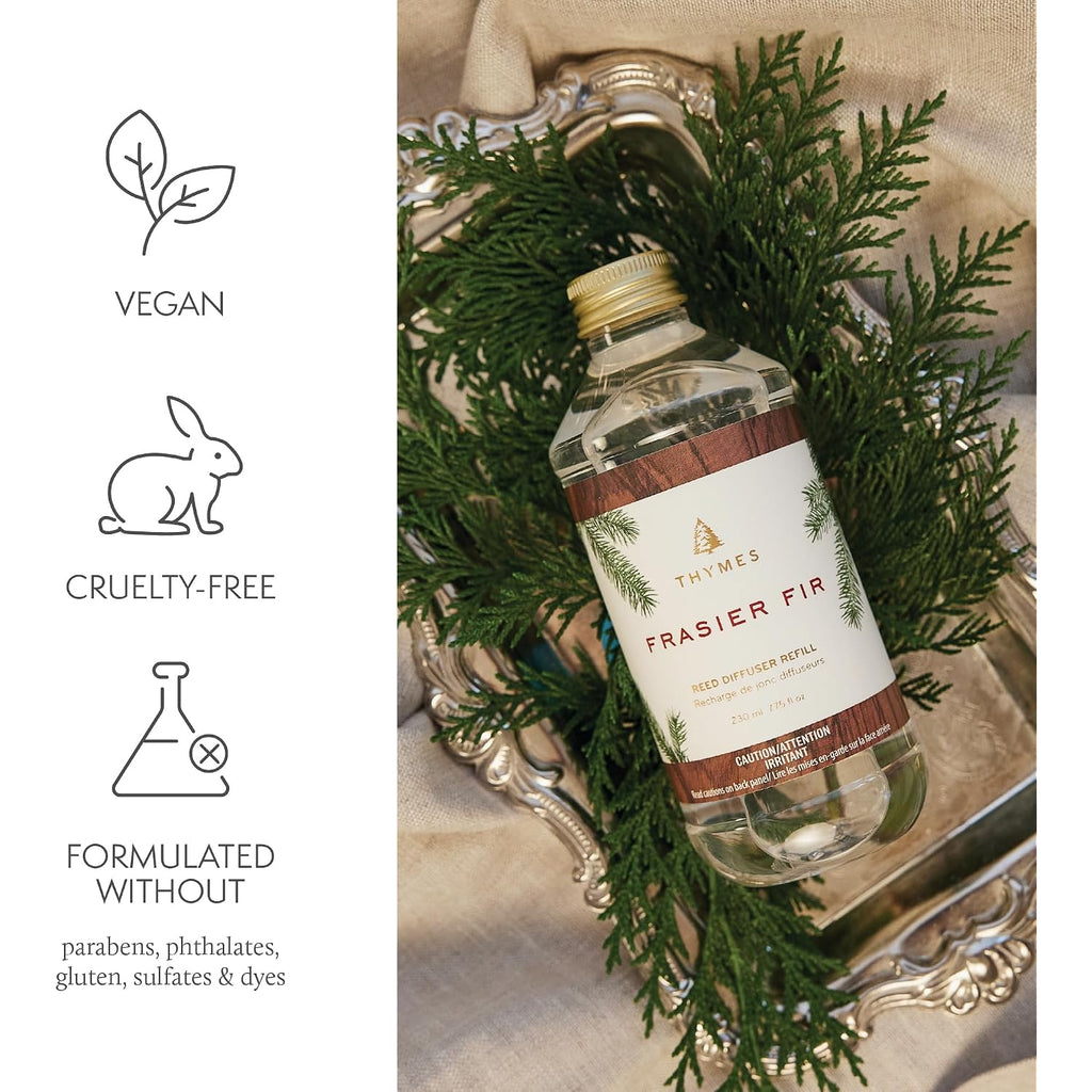 Thymes Reed Diffuser Oil Refill – Fragrance Oil For Diffuser Refill – Flameless Home Fragrance Products – Home Luxury Scents With Notes Of Crisp Fir, Cedarwood & Sandalwood (Frasier Fir, 7.75 Fl Oz)