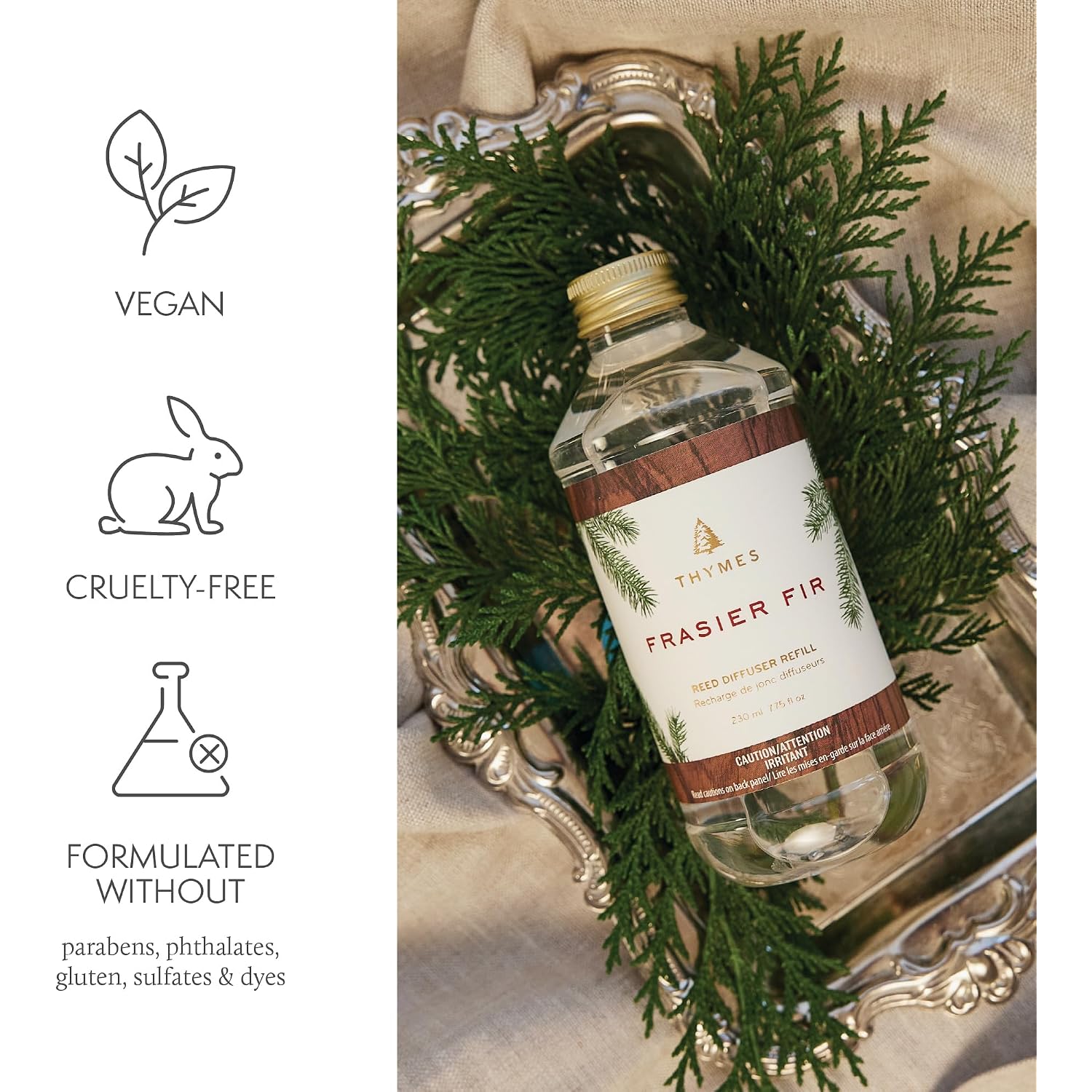 Thymes Reed Diffuser Oil Refill – Fragrance Oil For Diffuser Refill – Flameless Home Fragrance Products – Home Luxury Scents With Notes Of Crisp Fir, Cedarwood & Sandalwood (Frasier Fir, 7.75 Fl Oz)