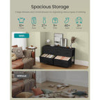 SONGMICS Dresser for Bedroom, Chest of Drawers, Steel, MDF, 5 Non-Woven Fabric Drawers, Storage Organizer Unit, Closet, Entryway, Ink Black and Ebony Black ULGS322B01S