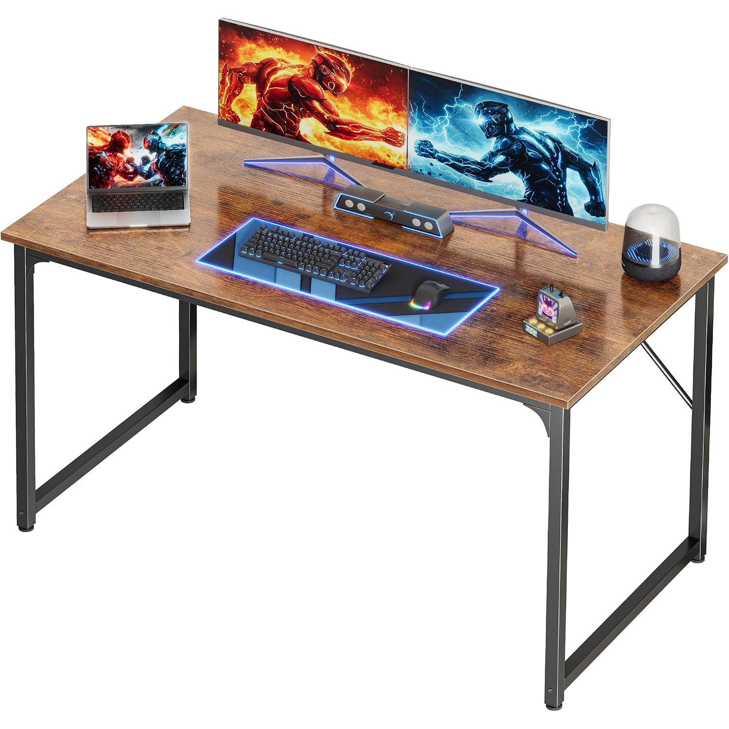 47 X 24 Inch Computer Desk With Deeper Desktop, Gaming Office Writing Work Desk For Home Office, Study, Bedroom, Work From Home, Metal Frame, Rustic Brown