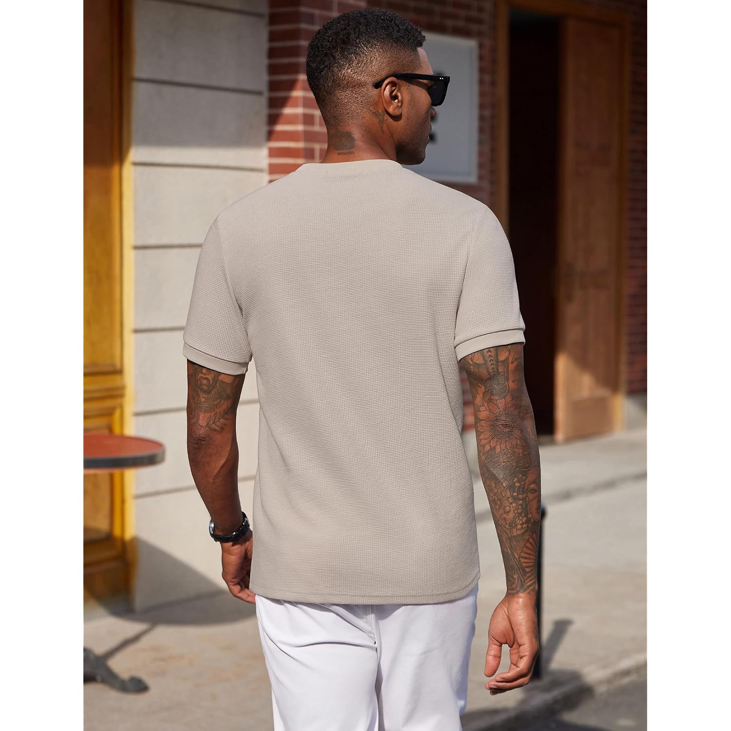 Coofandy Men'S Waffle T-Shirts Short Sleeve Casual Crew Neck Shirt Summer Plain Pullover Tees