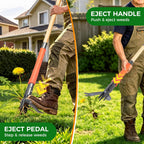 Stand Up Weed Puller Tool, 4-Claw Steel Head Deep Root Extractor With Dual-Eject Design, Real Bamboo Long Handle & Metal Anti-Slip Pedal, No Bending Dandelion Remover For Garden Lawn Yard