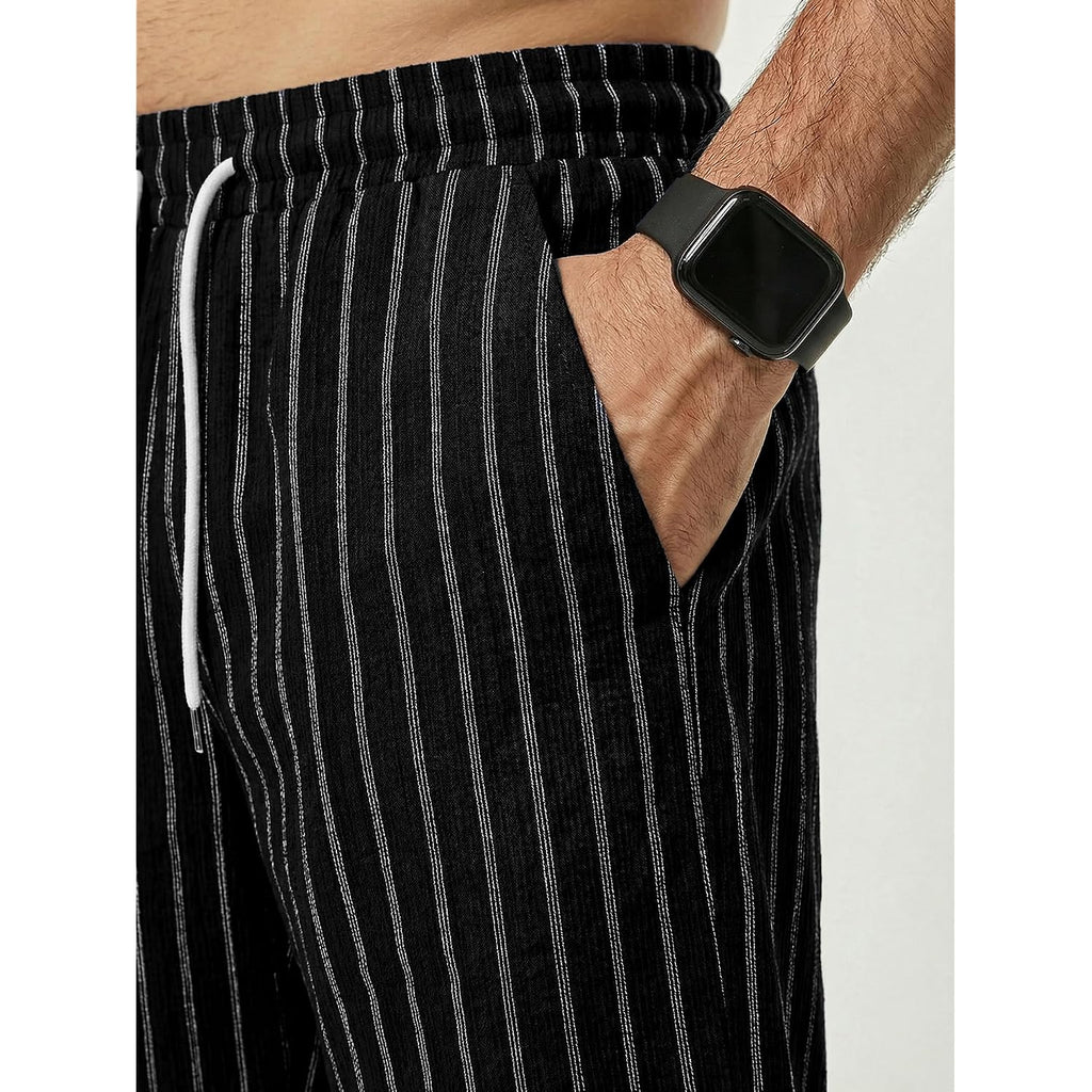 Jmierr Men’S Casual Stripes Shorts Relaxed Fit Elastic Waist Drawstring Shorts