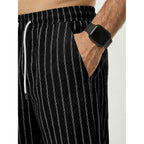 Jmierr Men’S Casual Stripes Shorts Relaxed Fit Elastic Waist Drawstring Shorts