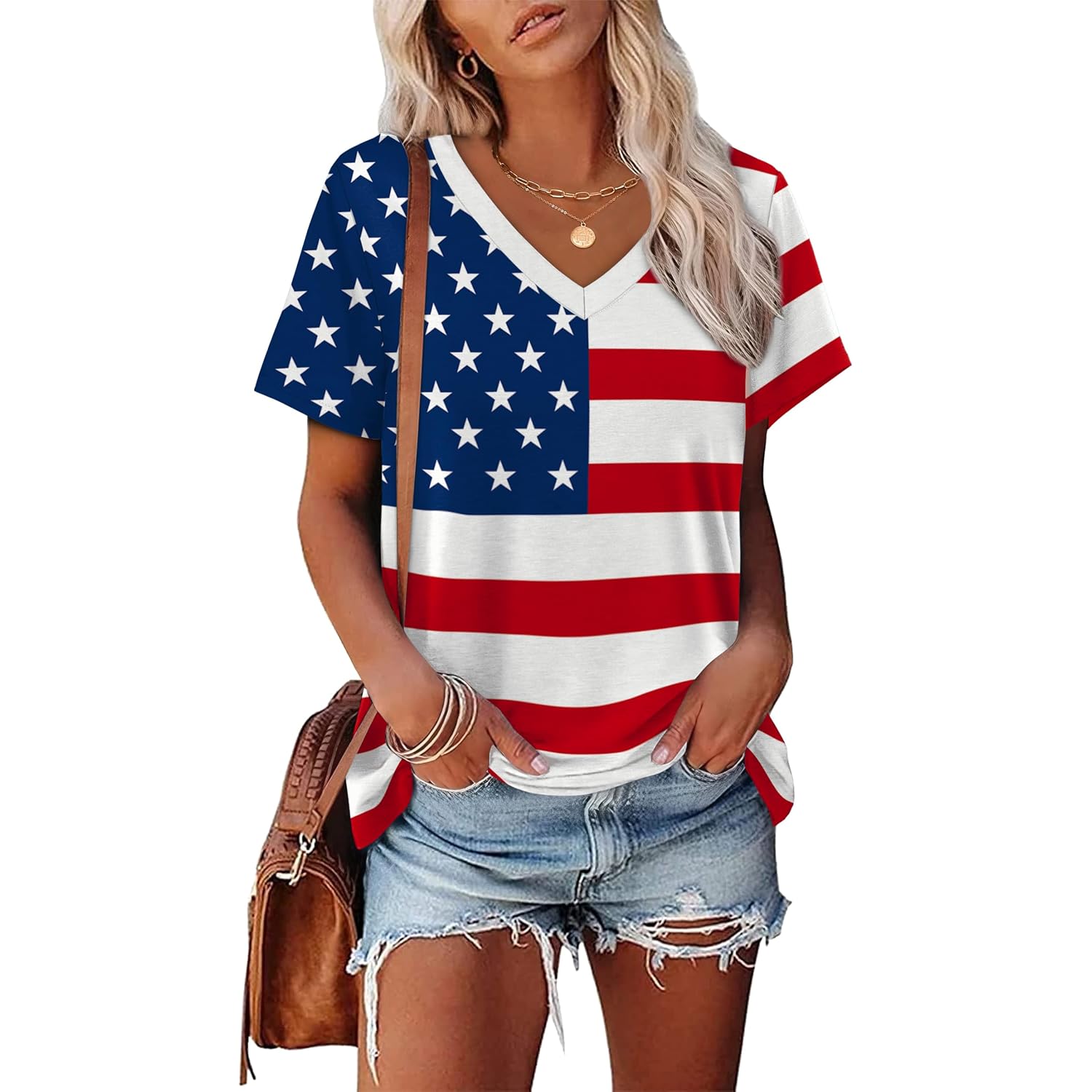 Alaroo Womens Summer Tops 2026 V Neck Short Sleeve Shirts Trendy Dressy Casual Vacation Outfits Printed
