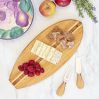 Totally Bamboo Lil Surfer Small Surfboard Cutting Board And Charcuterie Board, Bamboo Serving Platter With Wall Hang Tie, 14.5" X 6"