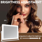 Rolove Lighted Makeup Mirror 16.3"X12.6", Hollywood Vanity Mirror With 10X Magnifier, 3 Color Led Lighting Modes, Smart Touch Control & 360° Rotation, Tabletop Makeup Mirror (White, Gift Ready)
