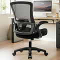 NEO CHAIR Office Desk Gaming Chair Computer High Back Mesh Seat with Rolling Wheels Ergonomic Adjustable Comfy Flip-up Armrests Lumbar Support Height for Home (Black)