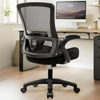 NEO CHAIR Office Desk Gaming Chair Computer High Back Mesh Seat with Rolling Wheels Ergonomic Adjustable Comfy Flip-up Armrests Lumbar Support Height for Home (Black)