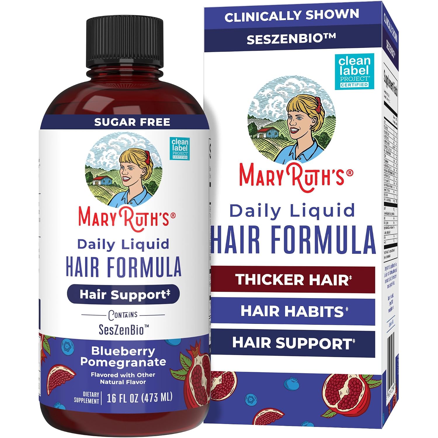Maryruth'S Daily Liquid Hair Formula | With 500 Mg Seszenbio™ + 2,500 Mcg Biotin | Vitamin C | Thicker, Stronger Hair For Women | Hair, Skin, & Nail Health | Collagen Production | 16 Fl Oz