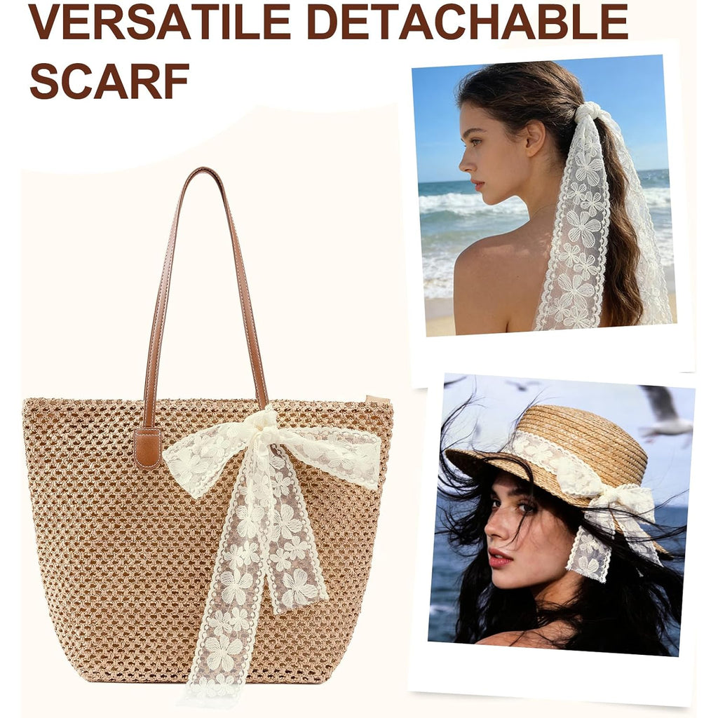 Straw Beach Tote Bag For Women: 2026 Large Woven Handbag With Zipper, Perfect For Vacation, Travel And Summer Pool