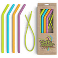 Wide Premium Reusable Silicone Drinking Straws + Patented Straw Squeegee - 9” Long With Curved Bend For 20 30 32 Oz Tumblers Non Rubber, Flexible, Safe For Kids/Toddlers, Smoothie