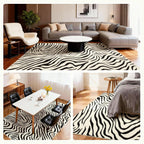 5×7 Ft Area Rugs For Living Room: Modern Washable Rug - Abstract Black And Cream White Rug For Bedroom Dining Room Office Playroom Nursery Home Decor - Nonslip Non-Shedding Striped Rugs